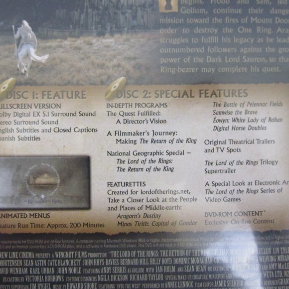 Lord Of The Rings Trilogy Fullscreen Special Edition 6 DVD Disc Set - Picture 8 of 12